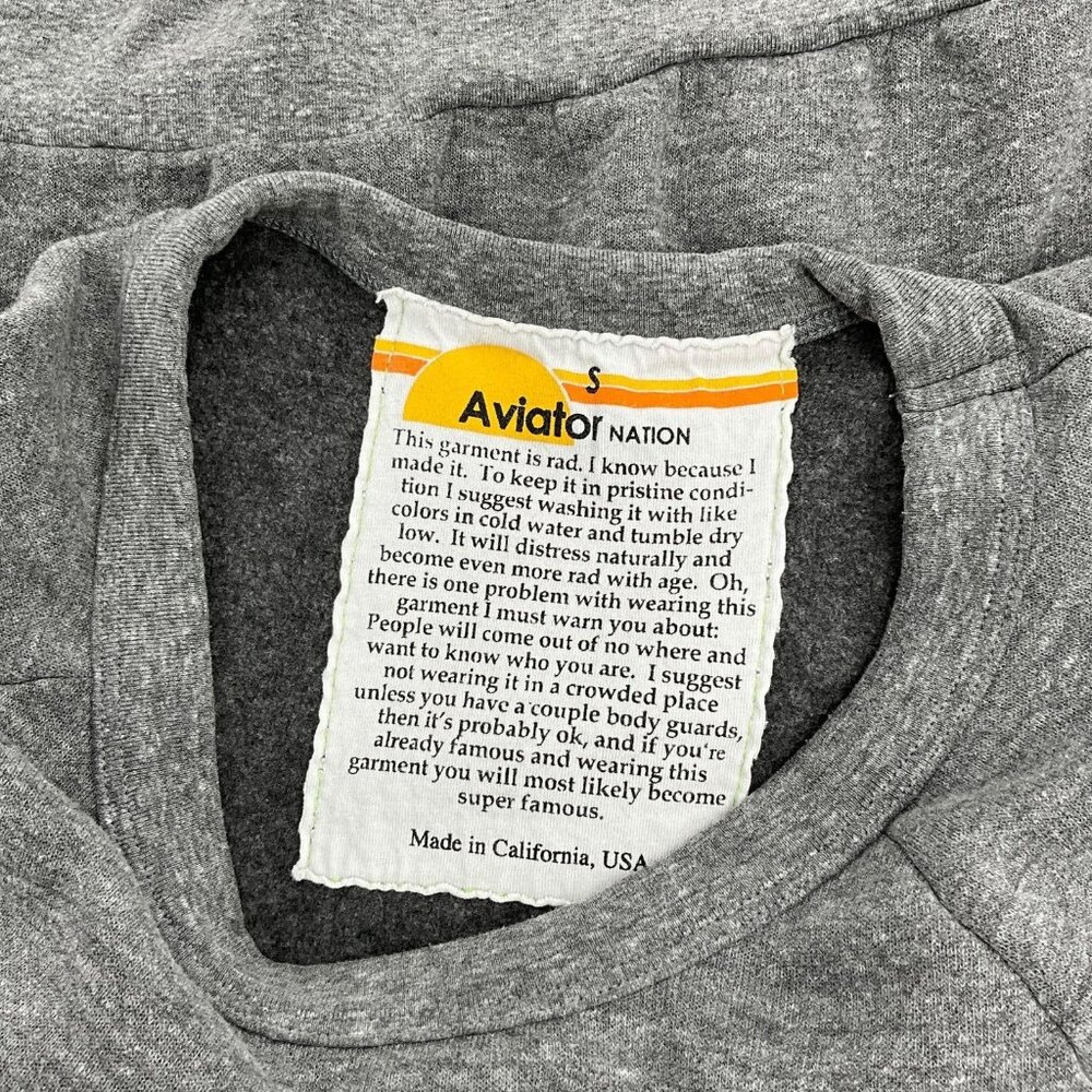 Aviator Nation Rugby Stitch Crew Sweatshirt Heather Gray Unisex Small Crew Neck - Picture 7 of 12